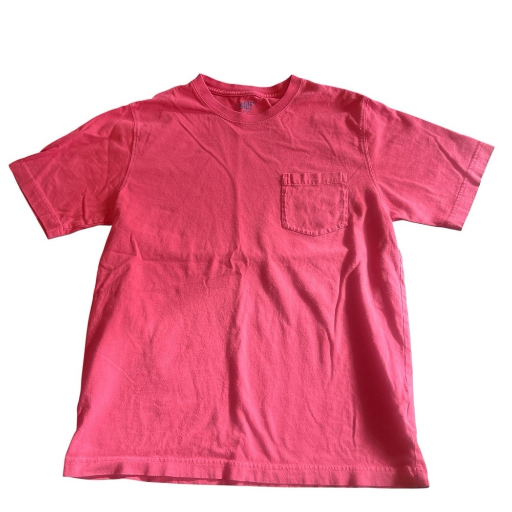 Lands' End Men's Size S 34-36 Pocket T-Shirt Cherry Red Super-T 100% Cotton